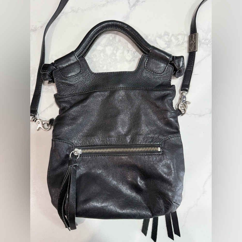 Foley + Corinna Crossbody Bag Purse Black Leather Disco City Tote Top Handle